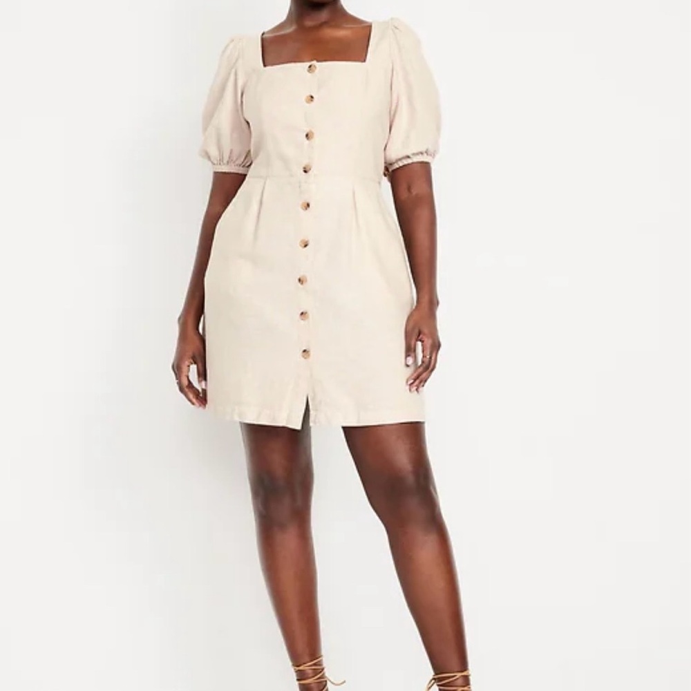 Old Navy Cream Button-Front Mini Dress
